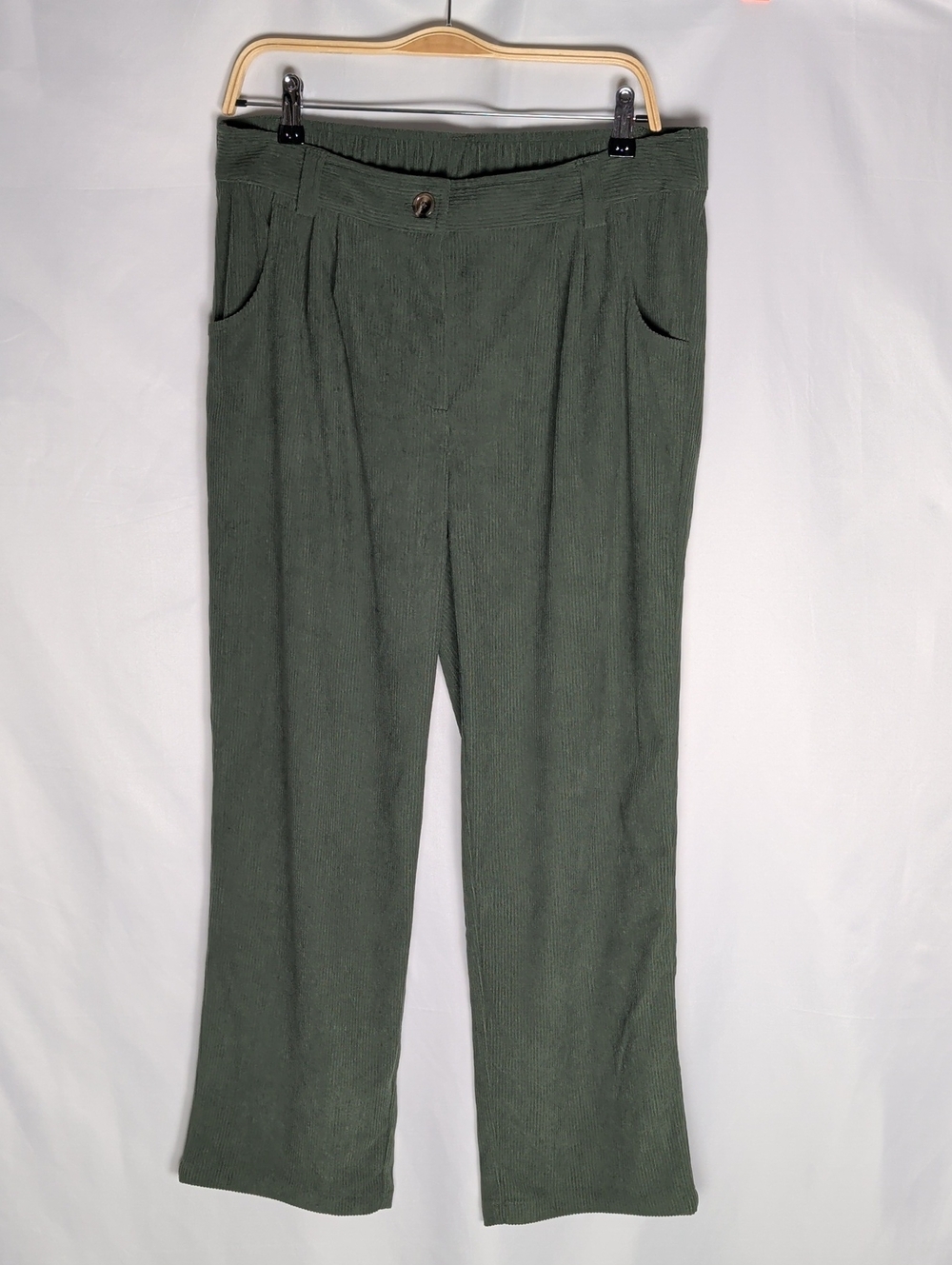 Halara Mid Rise Zipper, Pocket Corduroy Casual Pants Rifle Green Large